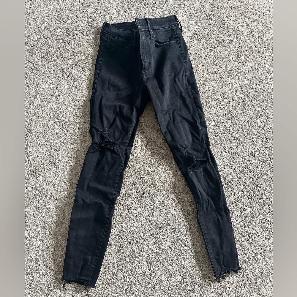 Abercrombie and fitch black distressed jeans